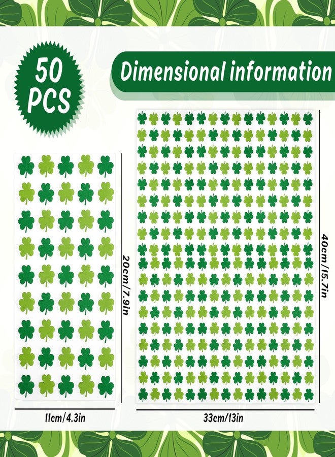 وولاين مجموعة مناديل واين لعيد القديس باتريك، ٥٠ قطعة، مناديل ورقية خضراء بنقشة البرسيم الأيرلندي، للاستخدام مرة واحدة، مثالية لتزيين مائدة الطعام في المطبخ أو المنزل أو الحفلات. - Image 2